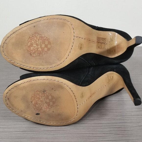 Vince Camuto Keyna Peep Toe Booties, Black Suede, Womens Size 8 M / 38 - Picture 10 of 12